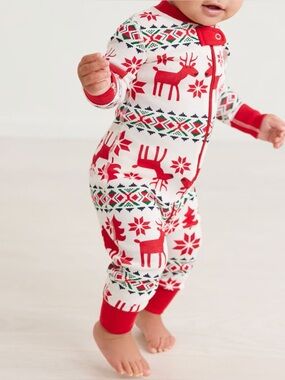 Hanna Andersson Holiday Dear Deer Onesie Pajama 6-9 months